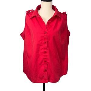 Vintage Carolina Bay Coastal‎ Chic Pop of Color Plus 1X Blouse Sleeveless